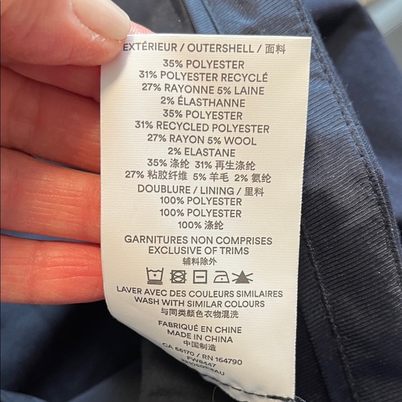 FRANK & OAK NWOT Classic Navy Blue High Rise Lined Trouser Pants, Size 12 - Picture 9 of 10